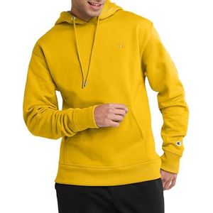 Champion Heren Sweater, Powerblend hoodie, iconisch 'C' Logo, Team Goud C Logo, M