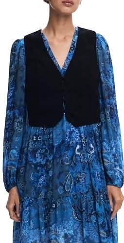 Giletjurk - Boho-print - Korte Jurk - Lange Mouwen - V-hals - Afneembaar Vest - AW25