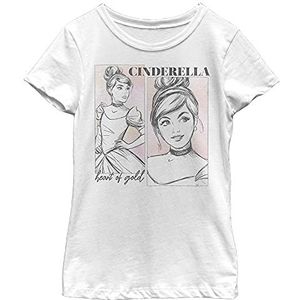Disney Princess Sketchy Cindy Girl's Solid Crew Tee, White, X-Small, Weiß, XS