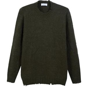 Diana Studio - Nekband van alpaca, legergroen, heren, lange mouwen, maat M, regular fit, Groen, M-XL