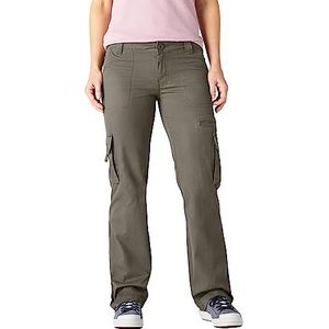 Dickies Dames Relaxed Fit Straight Leg Cargo Pant, Rinsed Grape Leaf Green, 46