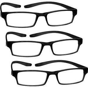 Leesbril bedrijf zwart neklezer waarde 3-pack heren dames veerscharnieren RRR20-1 +1,50