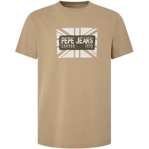 Pepe Jeans Credick T-shirt voor heren, Bruin (Kaki Beige), L