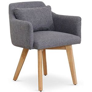 Menzzo Gybson Scandinavische stoel/fauteuil, stof, lichtgrijs, 58 x 58 x 70 cm