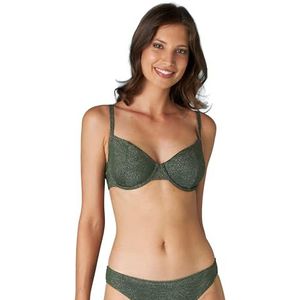 Lovable Dames Plain Lurex Beugelbeha Bikini, moddergroen, 36/D