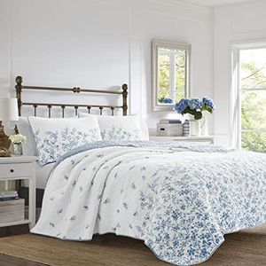 Laura Ashley - Flora Collection - Beddengoed - Omkeerbaar - 100% Katoen - Eenpersoonsbed - Blauw