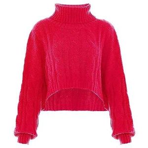 myMo Dames coltrui twist korte cape lange mouw shirt acryl roze maat XL/XXL, roze, XL