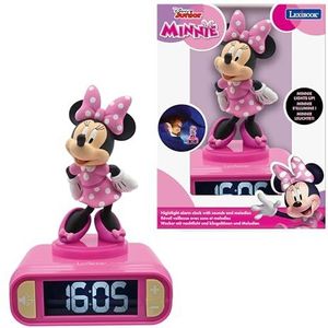 Lexibook, Disney Minnie Mouse RL800MNLXB nachtwekker, geluid en melodieën, lcd-display met achtergrondverlichting, licht, snooze, roze, RL800MNLXB