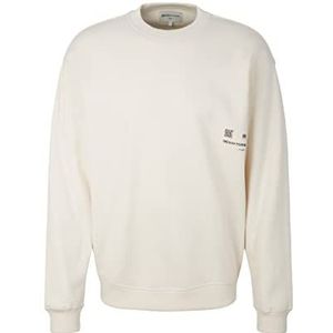 TOM TAILOR Denim Uomini Sweatshirt met print 1034099, 10338 - Soft Light Beige, L