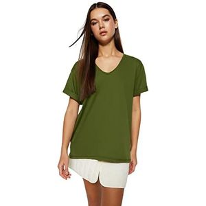 Trendyol T-Shirt - Kaki - Oversize, Kaki, M, Kaki, M