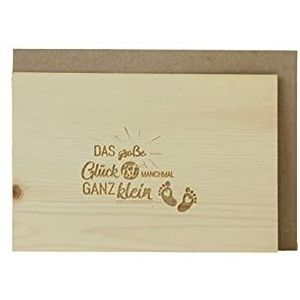 Originele houten wenskaart - geboorte met spreuk en motief - 100% handgemaakt in Oostenrijk, van arvenhout gemaakte cadeaukaart, geboorte, baby doopkaart, wenskaart, vouwkaart, ansichtkaart