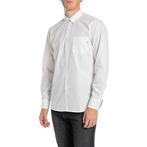 Replay - M4126 - Herenhemd - Wit - Popeline Katoen