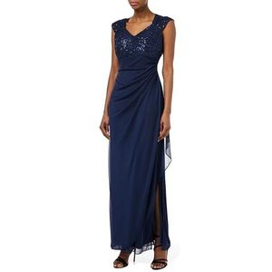 Gina Bacconi Empire-taillejurk met lange kapmouwen voor dames, cocktailjurk, marineblauw, 46