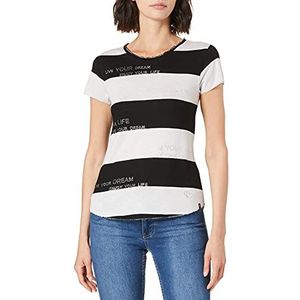 KEY LARGO Dames Jessy Round T-Shirt, wit/zwart, M