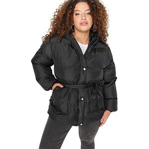 Trendyol Dames capuchon Plain Slim Plus Size winterjas jas, zwart, 44, Zwart