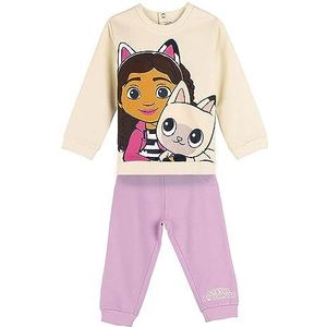 Gabby's Dollhouse Trainingspak, 2-delige set, roze en beige, maat 18 maanden, van katoen en polyester, origineel product, ontworpen in Spanje