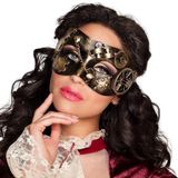 Boland 00209 - Oogmasker steampunk, retro masker in brons look, met tandwielen, kettingen en klinknagels, accessoire, kostuum, carnaval, themafeest, halloween