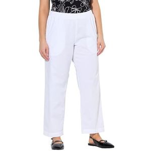 Ulla Popken Dames 7/8 chinobroek Ruby, elastische tailleband, wijde, rechte pijpen, vrijetijdsbroek, White Out, 42