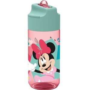 p:os 35607 - Disney Minnie Mouse drinkfles voor kinderen, waterfles met geïntegreerd rietje, inhoud ca. 360 ml, lekvrij, voor school, sport en vrije tijd