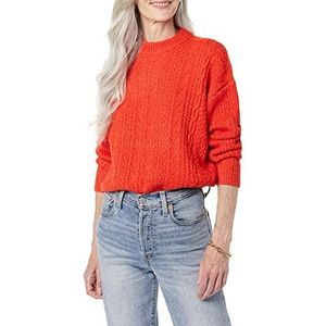 Amazon Essentials Dames Soft-Touch Moderne Kabel Crewneck Sweater (Verkrijgbaar in Grote Maat), Poppy Rood, XS