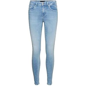 VERO MODA VMLUX Mid Rise Jeans voor dames, slim fit, blauw (light blue denim), (XS) W x 32L