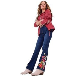 Joe Browns Dark Wash Floral geborduurde bootcut jeans voor dames, Blauw, 42