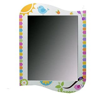 Vacchetti spiegel Happy van hout, wit, meerkleurig, medium