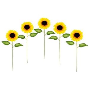 Kunstzonnebloemen, 5-delige set, enkele bloem, steelbloem, enkele tak, enkele steel, herfsttak, herfstbloemen, herfstdecoratie, herfstdecoratie, kunstbloemen, herfstbloemen, zijden bloemen, takken