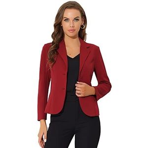 Allegra K Dames werk kantoor reverskraag stretch jas pak blazer, Bordeaux, M