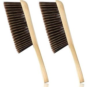 2 Stuks Houten Bank Borstels Open Haard Borstel Paard Haar Bench Borstel Zachte Varkenshaar Lange Houten Handvat Stofborstel voor Haard Netjes Auto Thuis Workshop Houtbewerking (Bruin)