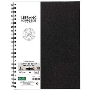 Lefranc Bourgeois 301349 Studio Skizzenbuch 80 Blatt - A4, 110 g/m², Spiralgebunden, Skizzenpapier mit feinkörnige Oberfläche zum Zeichnen mit Bleistiften, Kreide, Kohle und anderen Trockentechniken