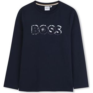 BOSS J52380 T-shirt voor jongens, Blauw, 10 Jaren