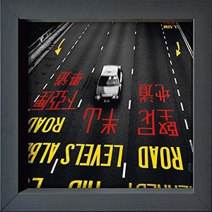 International Graphics Ingelijste briefkaart - Valverde, Anne - ''Hong Kong Cab' - 16 x 16 cm - antracietkleurige lijst