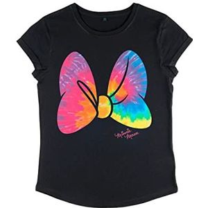 Disney Classics Mickey & Friends - Tie Dye Bow Women's Rolled-sleeve Black M