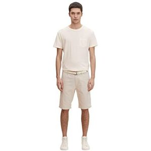 TOM TAILOR Denim Mannen Chino bermuda shorts met riem 1029934, 26351 - Beige Twill, L