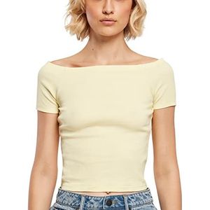 Urban Classics Dames T-shirt Dames Off Shoulder Rib Tee, bovendeel voor vrouwen met korte snit en vrije schouders in vele kleuren, maten XS - 5XL, Softseagrass, 5XL