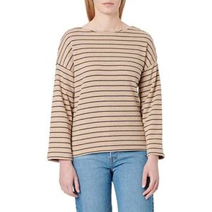TOM TAILOR Dames Sweatshirt met strepen 1032595, 30157 - Beige Anthracite Stripe, L