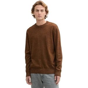 TOM TAILOR Denim Gebreide trui voor heren van katoen, 37084 - Black Cognac Mouline, L