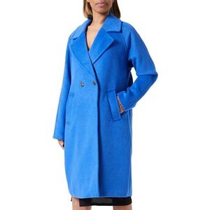 Bestseller A/S Dames VMHAZEL Long Wool Coat BOOS jas, Beaucoup Blue/Detail: Solid, S, Beaucoup Blue/Detail:SOLID, S