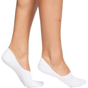 Nur Die Bamboevoetjes, bijzonder zacht, onzichtbaar, korte sokken, antislip siliconen op de hiel, dames, wit, 39-42 EU