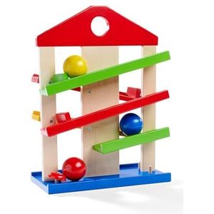 Eichhorn - Houten Kogelbaan - Met bel en drie bollen lindehout - Afmetingen 25 x 34 cm - Plug-in plaat - Beukenhout - 5 verschillende plug-in symbolen