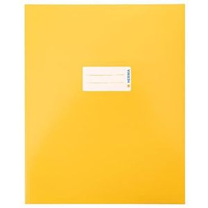 HERMA 20044 Kartonnen boekenkaft kwart, set van 10 niethoezen met tekstveld, van stevig en extra sterk papier, voor schoolschriften, geel