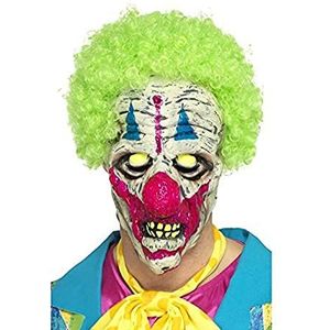 UV Black Light Clown Mask, Multi-Coloured, Latex, Overhead, with Hair