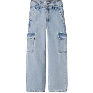 NAME IT Nkfrose Hw Wide Cargo Jeans 6190-Bs Noos, Lichtblauw gebleekte denim, 128