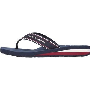 Tommy Hilfiger Dames HILFIGER WEBBING BEACH SANDAL FW0FW09038 Flip Flops, BLAUW (Space Blue), 36, Blauw Ruimte Blauw, 36 EU