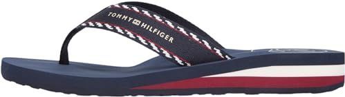 Tommy Hilfiger Dames HILFIGER WEBBING BEACH SANDAL FW0FW09038 Flip Flops, BLAUW (Space Blue), 36, Blauw Ruimte Blauw, 36 EU