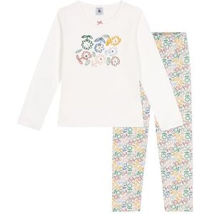 Petit Bateau Pyjama met lange mouwen voor meisjes, Marshmallow/Multico, 24 Maanden