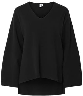 Y.A.S Yaselma Ls V-hals gebreide trui S. Noos, zwart, M