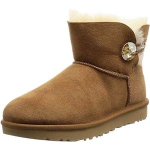 UGG Mini Bailey Button Bling Classic Boot voor dames, Kastanje Goud, 41 EU