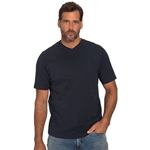 JP 1880 Heren grote maten grote maten Menswear L-8XL T-shirt, basic, halve mouwen, V-hals, vlamjersey, tot 8 XL 806260, Donkerblauw, 5XL